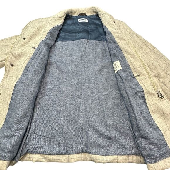 Khaki’s of Carmel Tan Window Pane Italian Wool Quilted Preppy Winter Jacket, 56/ - Picture 5 of 15